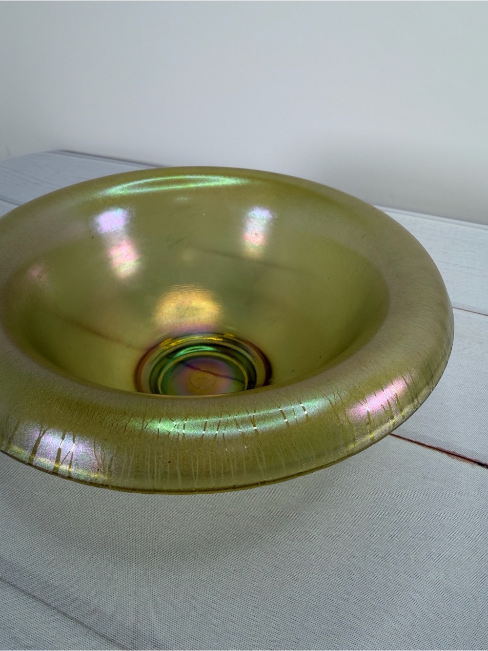 Antique c. 1920s H. Northwood & Co. No. 659 "Russet" Stretch Glass Console Bowl - Picture 6 of 14